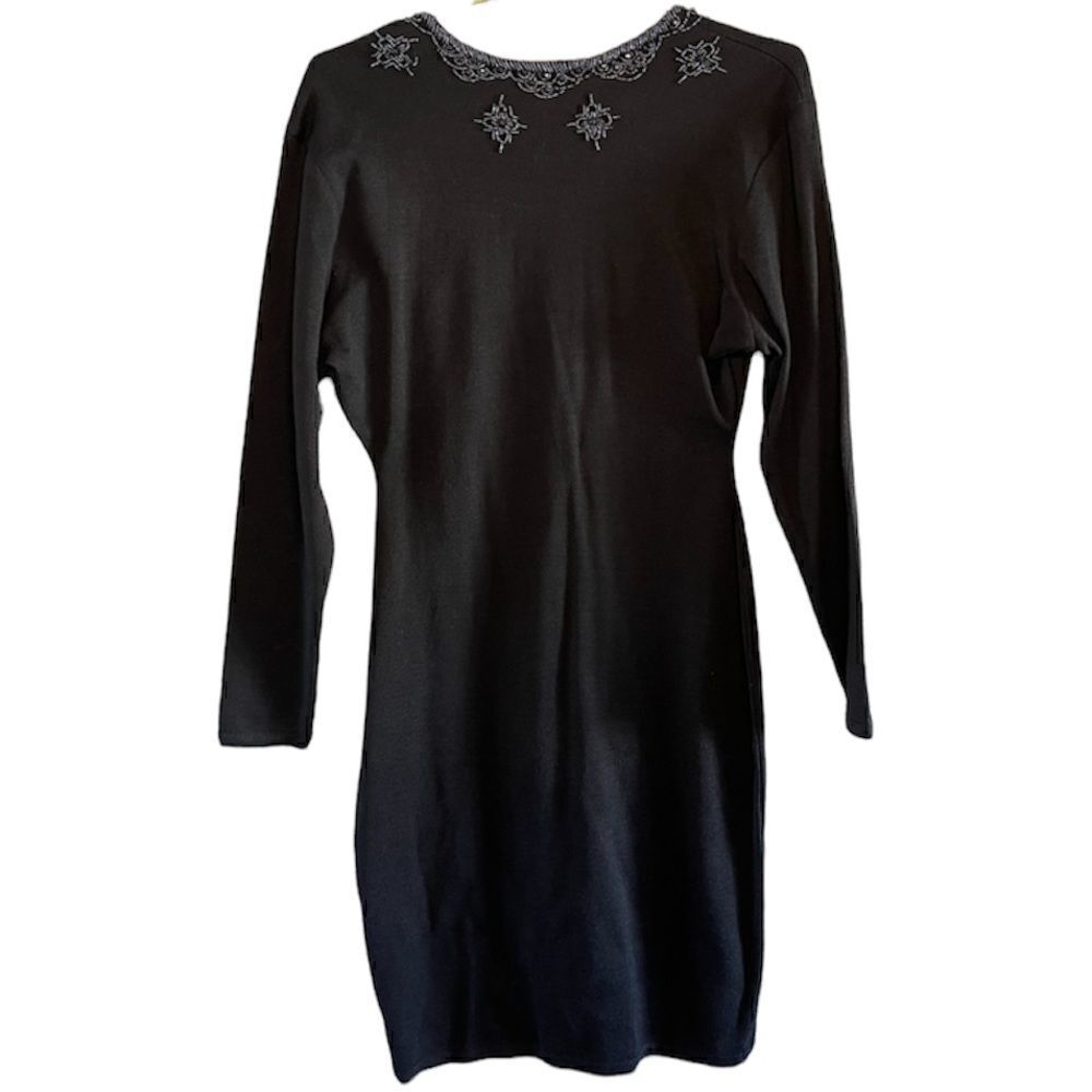 VTG Garland Long Sleeve Wool Blend Embellished Dress